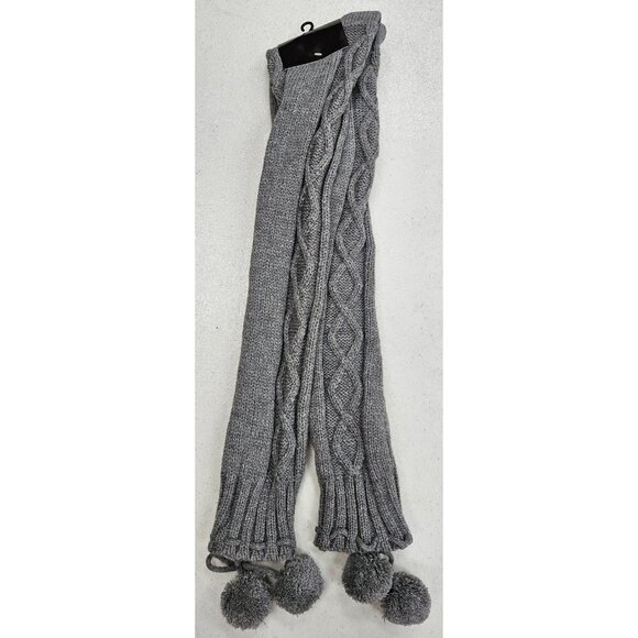 Women Long Socks Crochet Over Knit Winter Knee Leg Warmers Boot Cuff w/ Pompoms - Picture 2 of 4